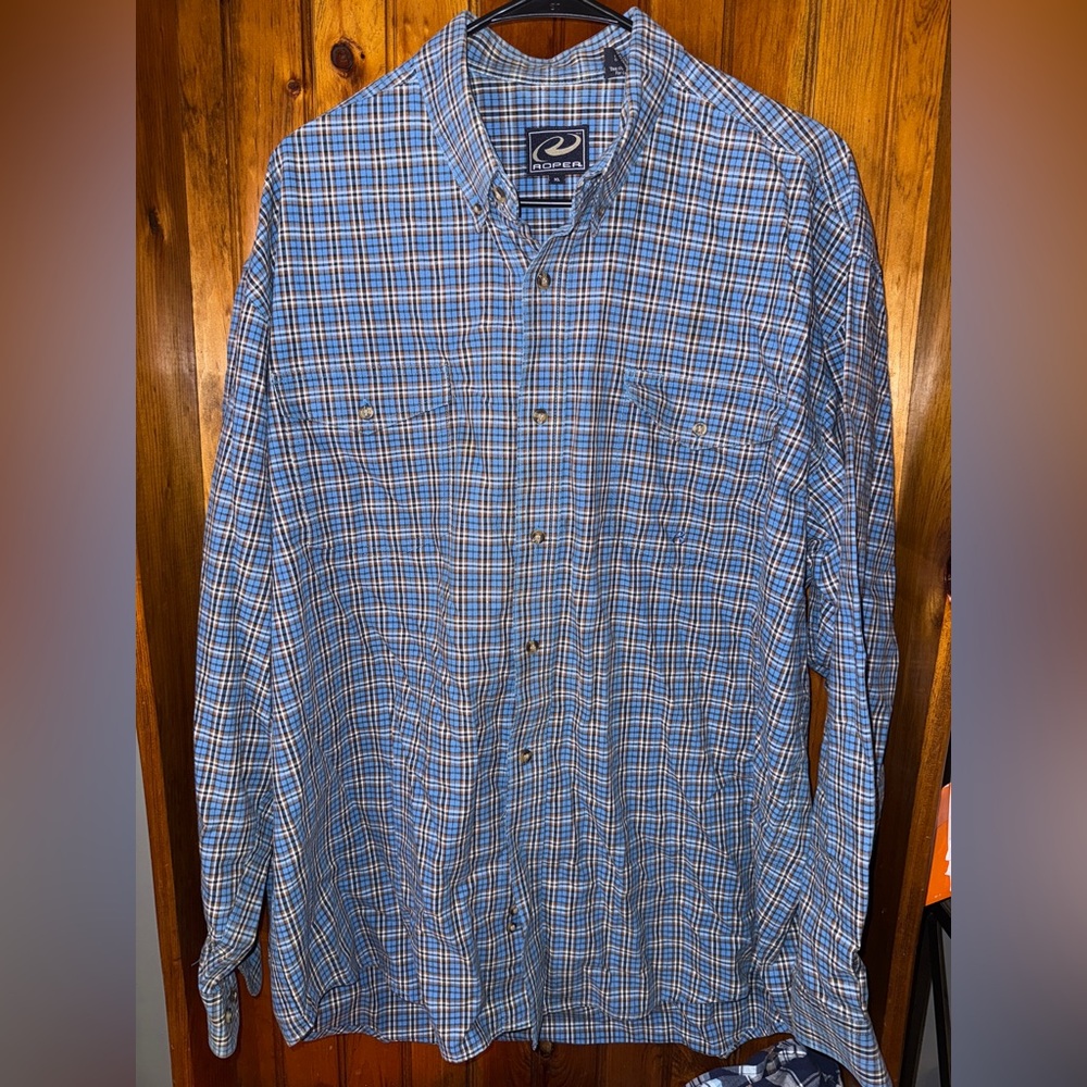 Roper men's plaid western button down shirt size XL
